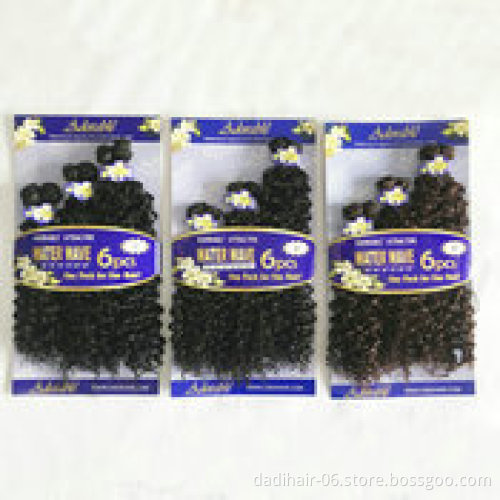 Adorable hot sale faked Hair Water Wave 6 pieces/lot 16"-20" synthetic Hair Weaves Wet and Wavy Natural curly ombre